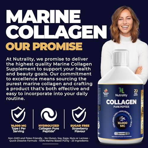 Nutrality Marine Collagen Sugar Free Liquid | Peptides, Hyaluronic Acid, Silica, Biotin, 10000mg Type 1 Nutrality Au supplements