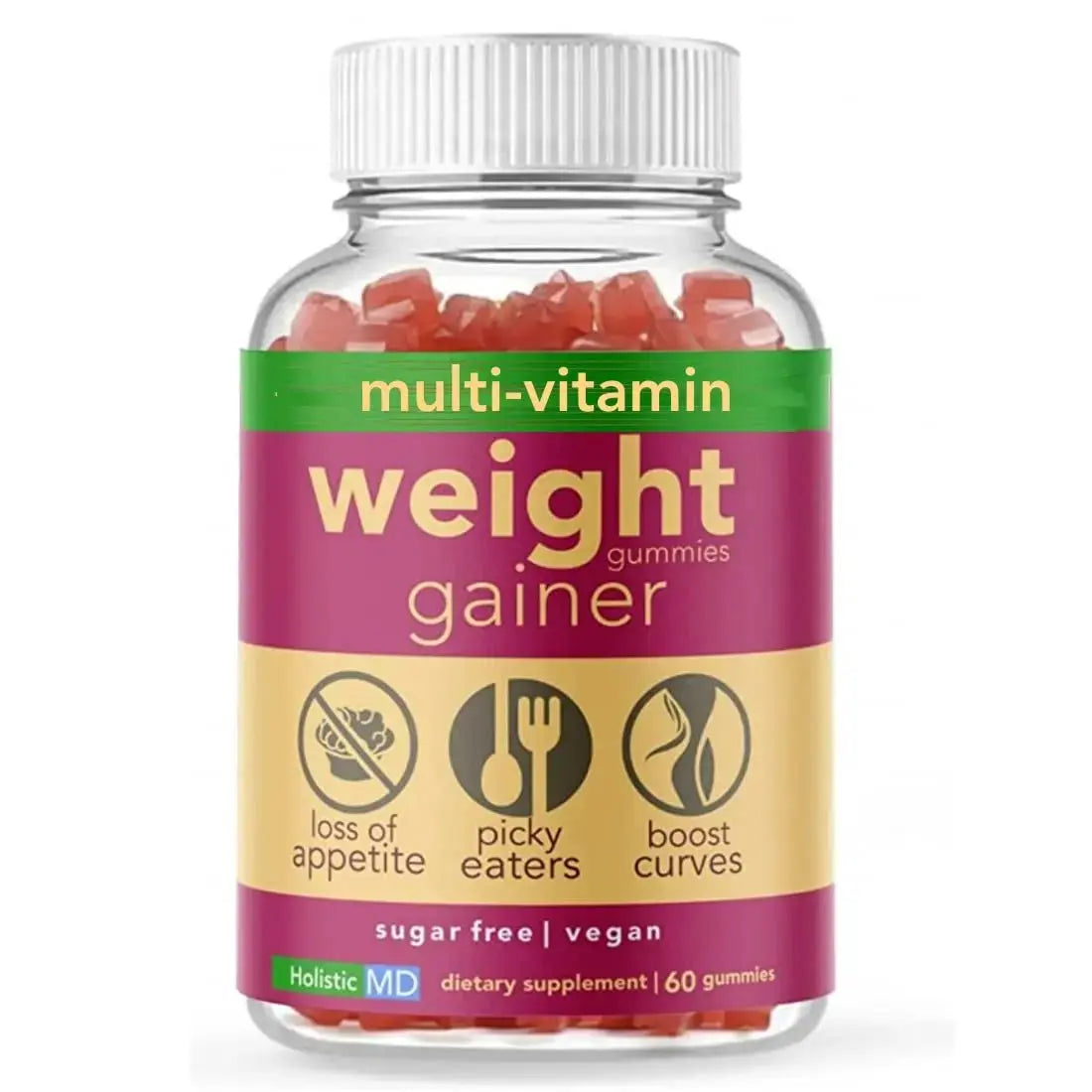 Holistic MD Gainer Gummies for Women Men Elderly and Kids | Clinically Studied Ingredients | 10 in 1 with L-Lysine Gentian Root Vitamin B | Holistic MD AU supplements