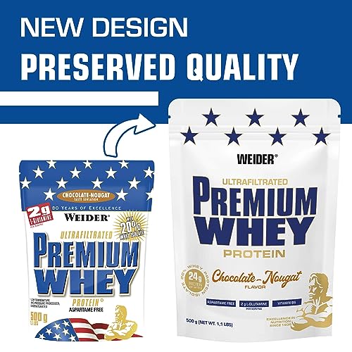 Weider Premium Whey (500g) Chocolate-Nougat Flavour. Ultrafiltrated Proteins from Whey Protein Weider Au supplements