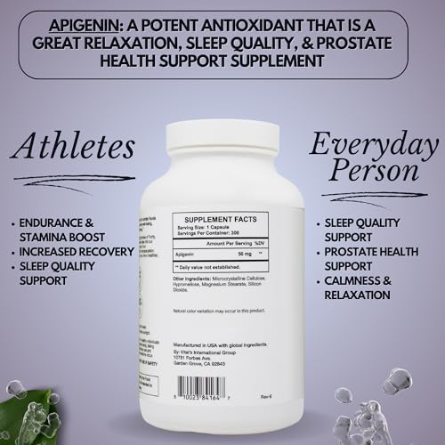 PRISTINE'S Apigenin Relaxation & Sleep Supplement Support - 50mg 300 Day Supply PRISTINE'S Au supplements