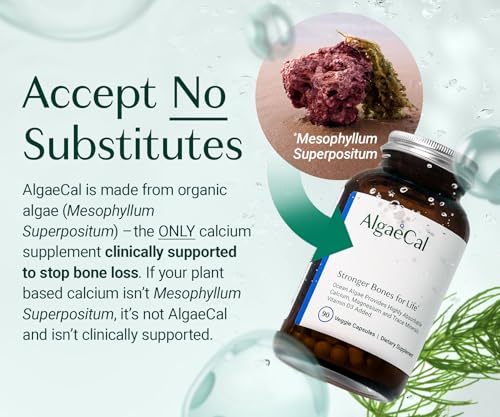 ALGAECAL - Plant Based Calcium Supplement for Women & Men - Organic Calcium 750mg with Vitamin D3 1000 IU, 13 Minerals for Bone Strength