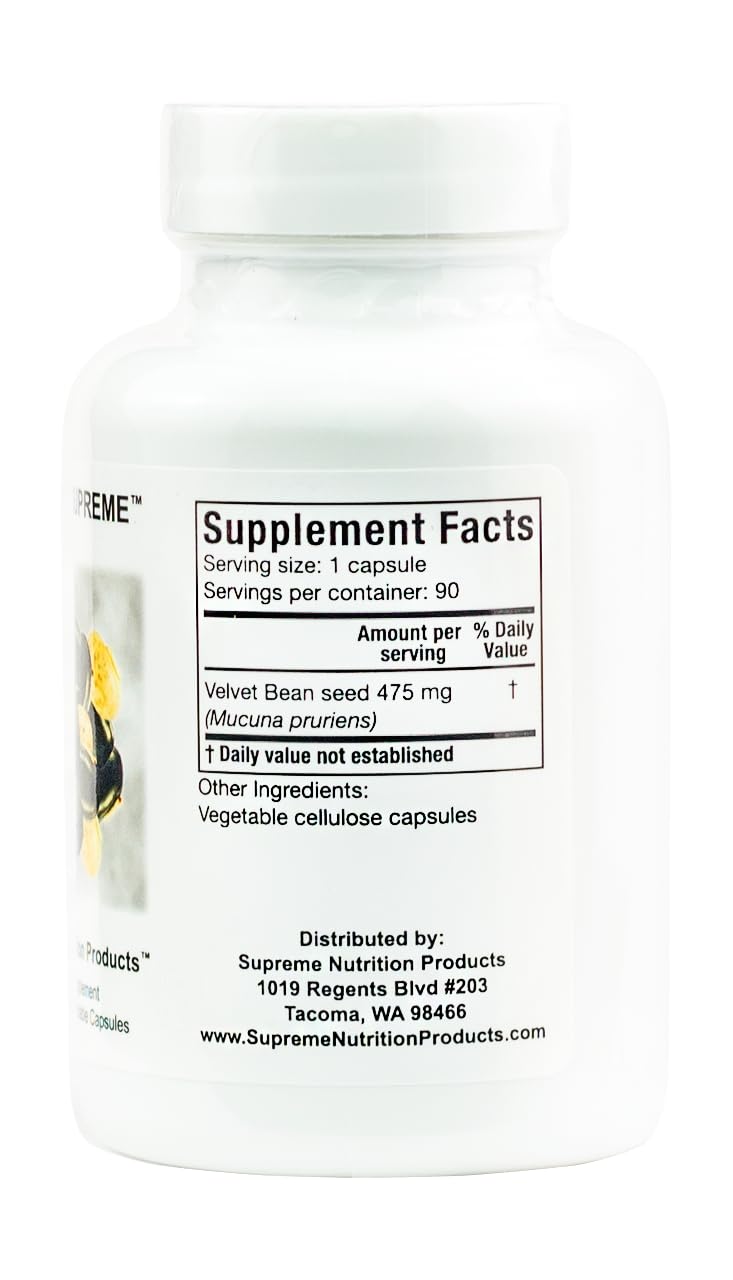 Supreme Nutrition Mucuna Supreme, 90 Pure Cowhage Vegetarian Capsules