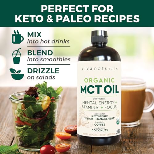 Viva Naturals Organic MCT Oil for Keto Coffee (32 fl oz) - Best MCT Oil Supplement Viva Naturals Au supplements