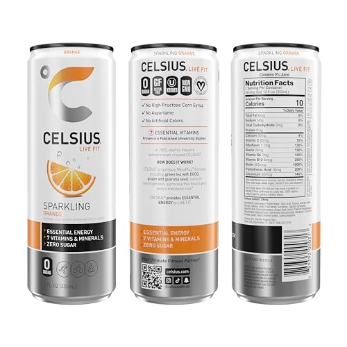 CELSIUS Sparkling Orange, Functional Essential Energy Drink 12 Fl Oz (Pack of 12) CELSIUS Au supplements