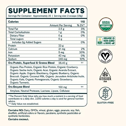Ora Organic Vegan Protein Powder - 23g Plant Based Protein Powder for Women and Men Ora Organic Au supplements
