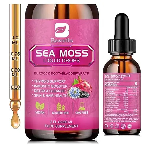 3000mg Sea Moss Liquid Drops - Black Seed Oil & Irish Sea Moss Gel B BEWORTHSAU supplements
