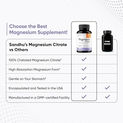 Sandhu's Magnesium Citrate Highly Absorbable Gluten, Soy Diary Free No Fillers Sandhu's Au supplements