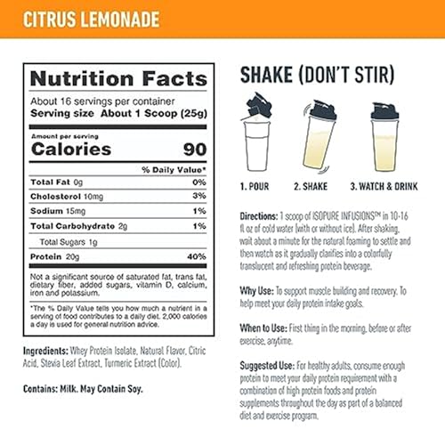 Isopure Protein Powder, Clear Whey Isolate Protein, Post Workout Recovery Drink Mix Isopure Au supplements