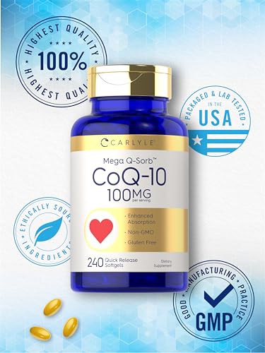 Carlyle CoQ10 100mg | 240 Softgels | Mega Q-Sorb Coenzyme Q-10 | with Black Pepper Carlyle Au supplements