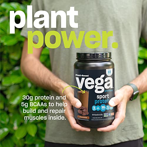 Vega Sport Premium Vegan Protein Powder, Chocolate - 30g Plant Based Protein, 5g BCAA Vega Au supplements