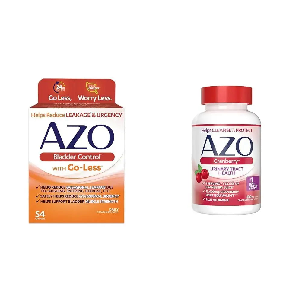 AZO Bladder Control with Go-Less Daily Supplement | Helps Reduce Occasional Urgency & Leakage | 54 Count Cranberry Urinary Tract Health | 100 Softgels AZO uk supplements