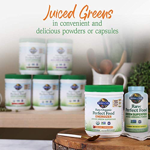 Garden of Life Raw Organic Perfect Food Energizer Juiced Green Superfood Powder - Yerba Mate Pomegranate, 30 Servings, Green Superfood Powder & Probiotics, Gluten Free Whole Food Greens Supplements Garden of Life Au supplements