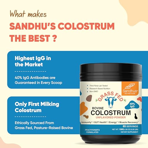 Sandhu's Pure Bovine Colostrum Powder Supplement for Humans |𝟰𝟬% 𝗜𝗴𝗚 Highly Sandhu's Au supplements