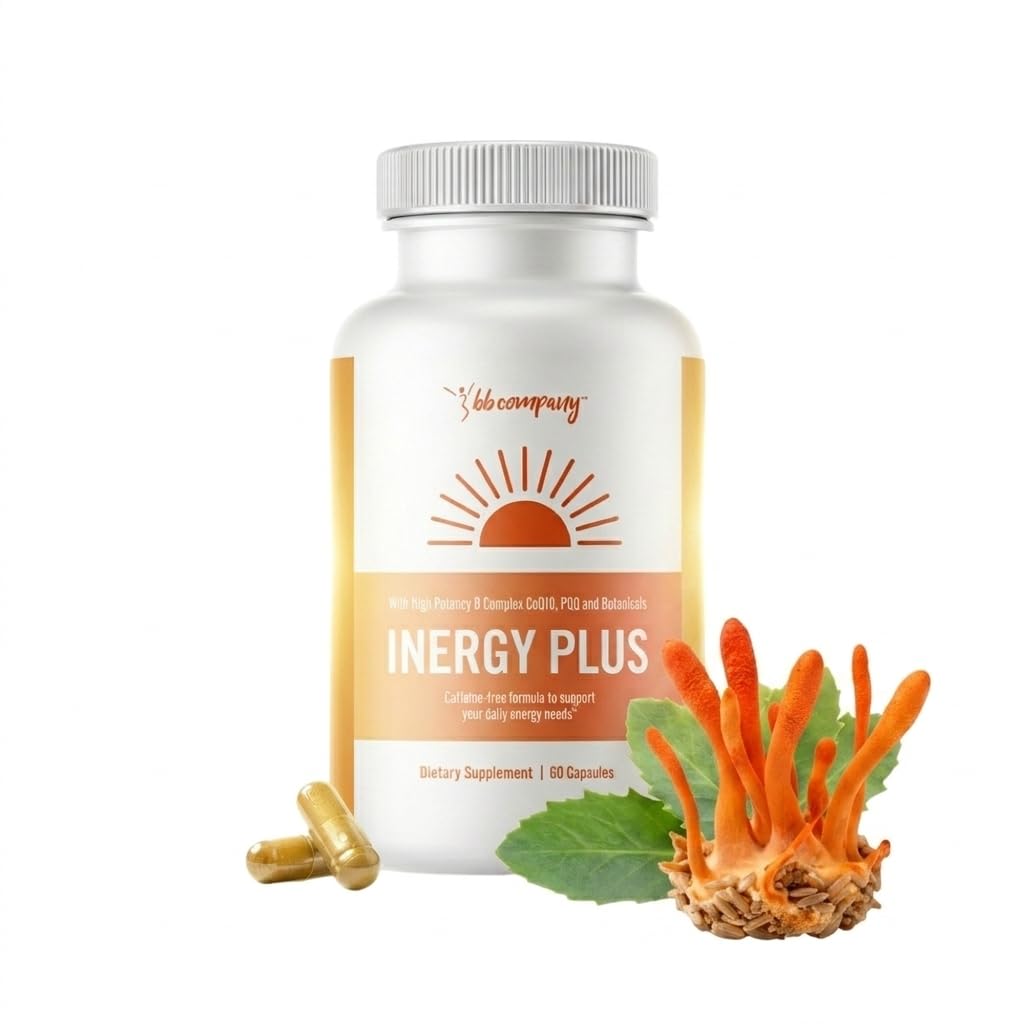 InergyPLUS | Energy Vitamins for Women, Fatigue, Natural Energy Supplements for Focus | Vitamin B12, Folic Acid, Rhodiola Rosea, Cordyceps, CoQ10, Caffeine Free | Packaging Vary | 60 Ct BB Company Au supplements