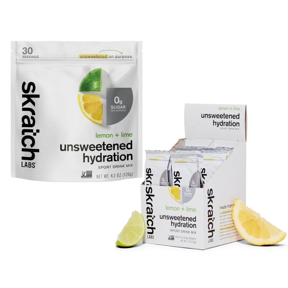 Skratch Labs Unsweetened Hydration Sport Drink Mix | Sugar Free | Electrolytes Booster | Lemon + Lime Bundle | Non-GMO, Vegan, Kosher, Keto, Paleo Skratch LabsUS supplements