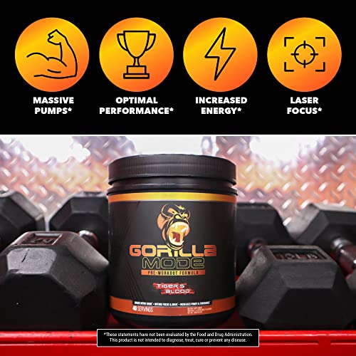 Gorilla Mode Pre Workout - Massive Pumps · Laser Focus · Energy · Power - L-Citrulline Gorilla Mind Au supplements