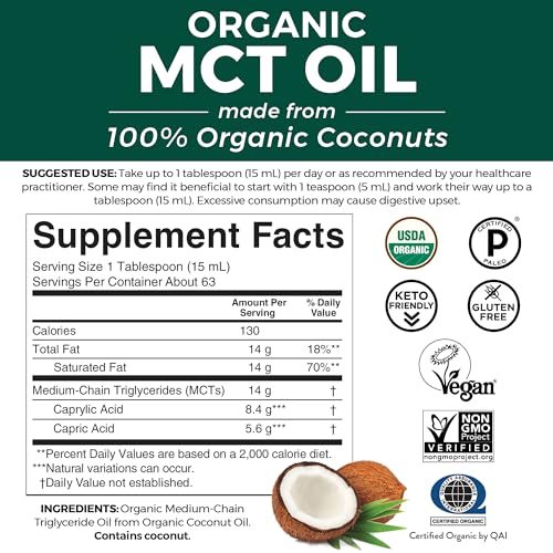Viva Naturals Organic MCT Oil for Keto Coffee (32 fl oz) - Best MCT Oil Supplement Viva Naturals Au supplements