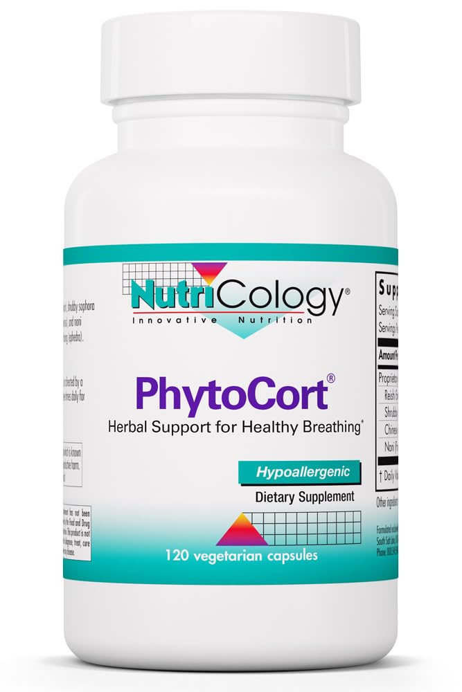 Nutricology PhytoCort Supplement - Respiratory Support, Lung Health, Lung Detox, Lung Cleanse, Healthy Breathing, Herbal Support, Reishi, Licorice, Noni, Vegetarian Capsules - 120 Count Nutricology Au supplements
