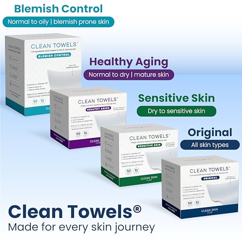 Clean Skin Club Clean Towels XL®, 100% USDA Biobased Face Towel, Disposable Face Towelette, Eczema Association Accepted, Makeup Remover Dry Wipes, Ultra Soft, 1 Pack, 50 Ct CLEAN SKIN CLUB Au supplements