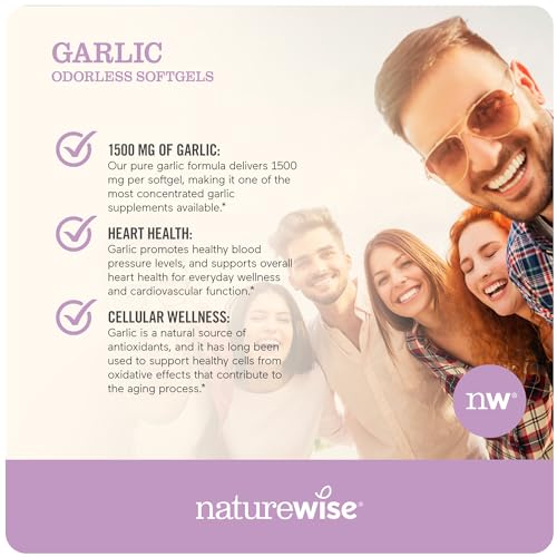 NatureWise Garlic Odorless Softgels 1500mg Support Teeth & Immune System Health NatureWise Au supplements