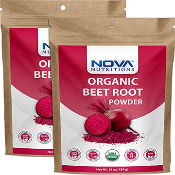 2 Pack - Nova Nutritions Certified Organic Beet Root Powder 16 OZ (454 gm) - Nitric Oxide Nova Nutritions Au supplements