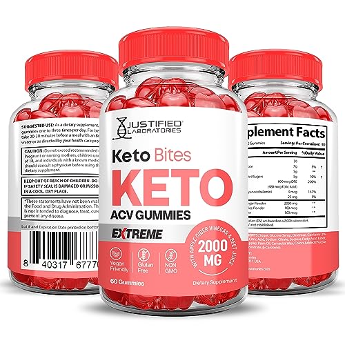 Keto Bites Keto ACV Gummies Extreme Formula 2000MG Vegan Non GMO with Pomegranate Justified Laboratories Au supplements