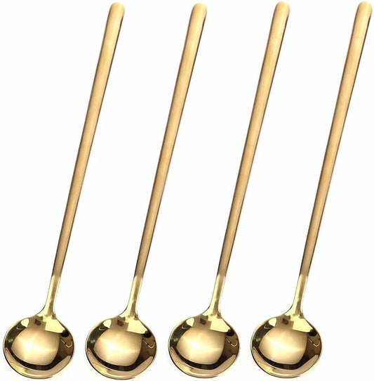4 PCS 6.7 Inches Coffee/ Tea Spoons Long Handle, Gold, Ice Tea, Espresso Stainless GENRICEUS supplements