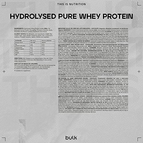 Bulk Hydrolysed Whey Protein Isolate, Protein Shake, Chocolate, 500 g, Packaging May Vary Bulk Au supplements