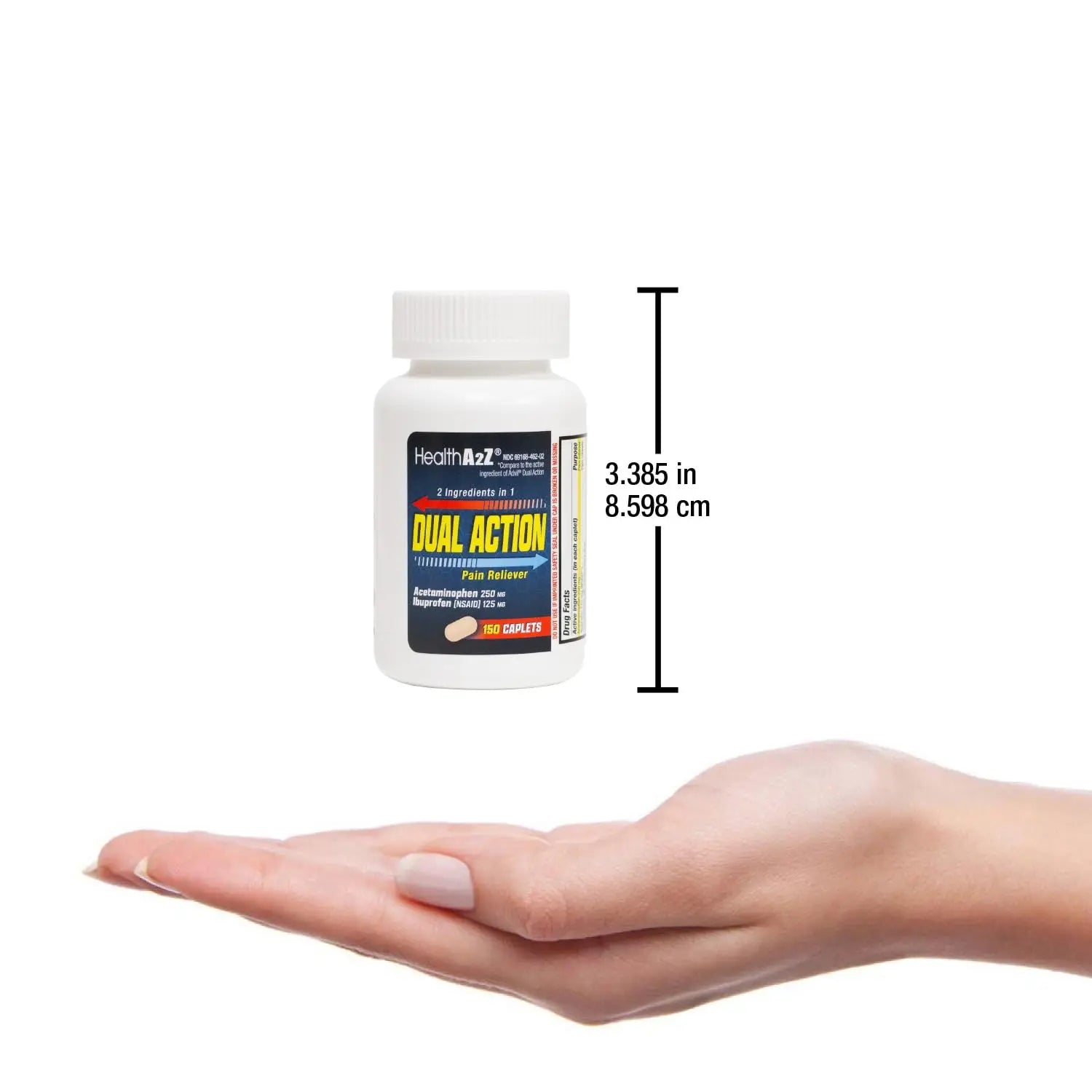 HealthA2Z® Dual Action Pain Relief | Acetaminophen 250mg & Ibuprofen (NSAID) 125mg | Contains Two Medicines | Relief from Headache, Fever & Backache (150 Caplets) HealthA2Z Au supplements