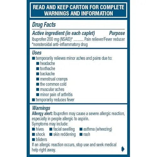 Advil Ibuprofen Coated Caplets Pain Reliever and Fever Reducer 200 Milligram 24Ct Advil Au supplements