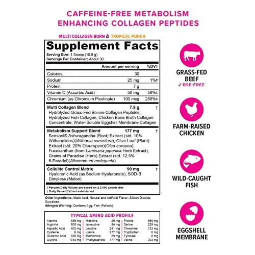 Hydrolyzed Collagen Peptides Powder for Women - Slimming Multi Collagen Burn Ultimate Vitauthority uk supplements
