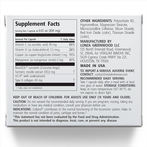 Innovation in The Care of Healthy Joints – Liquid Formula in a Double Capsule. 3D Collagen + Micelle Extract of Turmeric Roots 1 Capsule/Day. Laboratory Tested Collanol Au supplements