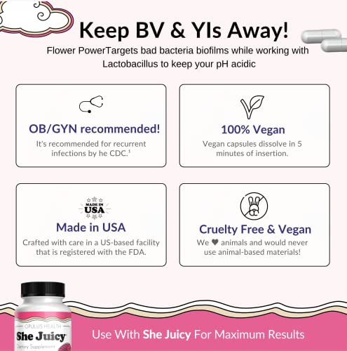Flower Power Vegan Boric Acid Suppositories - 30 Capsules - 600mg for Vaginal Odor and pH Balance Flower Power Au supplements
