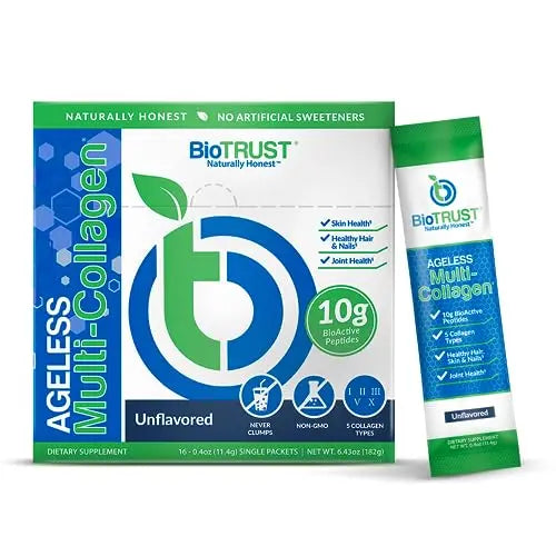 BioTrust Ageless Multi Collagen Peptides Powder – Types I, II, III, V, X – Unflavored Collagen BioTrustAU supplements