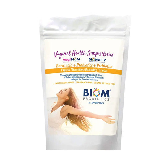 Biom Probiotics Prebiotics Boric acid Suppositories . Feminine Health Probiotic for Infections & pH Essentials VEGAN,PARABEN-FREE (10) Biom ProbioticsAU supplements
