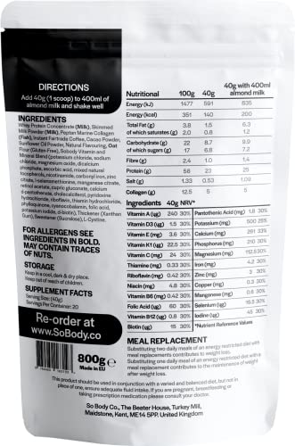 CollaSlim, Meal Replacement Shake with Added Collagen, Vitamins and Minerals, 800g, Balanced Meal Shake, Healthy Shake, Coffee Diet Shake. So Body Co Au supplements