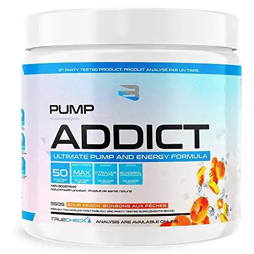 BELIEVE Pump Addict Ultimate Pre-Workout and Energy Formula Sour Peach, 550 g Believe uk supplements