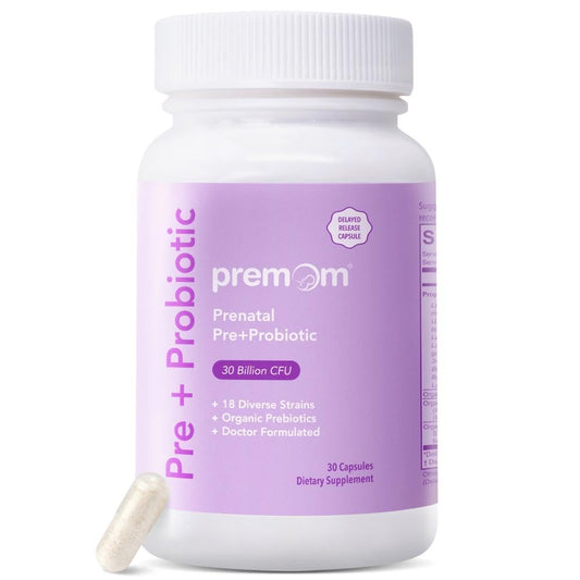 Premom Prenatal Prebiotics & Probiotics for Women, 30 Billion CFU, 18 Strains, Organic Prebiotic & Womens Probiotic, Vaginal, Gut, & Digestive Health + Immune Support Supplement PremomUS supplements