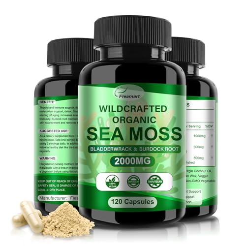 Fleamart 2 Pack Irish Sea Moss Capsules 120ct Raw Organic Sea Moss Wildcrafted Bladder Fleamart Au supplements
