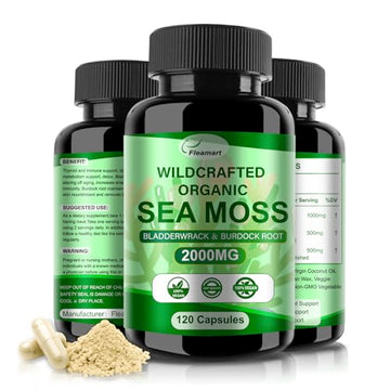 Fleamart 2 Pack Irish Sea Moss Capsules 120ct Raw Organic Sea Moss Wildcrafted Bladder Fleamart Au supplements