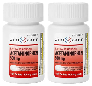 GeriCare Extra Strength Acetaminophen Pain Relief Fever Reducer Tablets, Strength 500mg Tablet | Joint, Muscle, Arthritis, Back Pain, Body Pain Relief, 100 Count (Pack of 2) GeriCare Au supplements