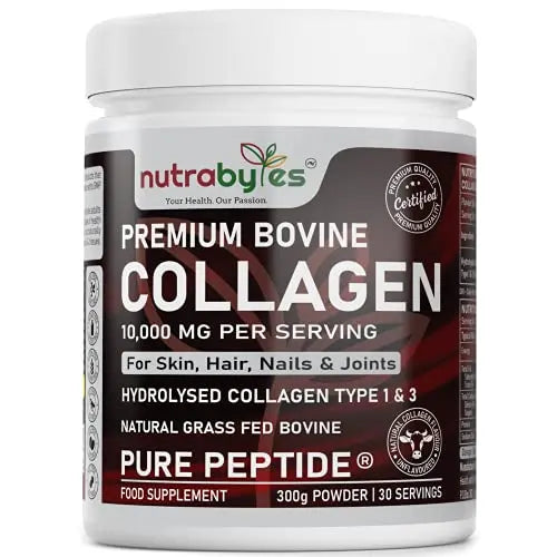 Pure Hydrolysed Collagen Powder 10000mg Bovine Type 1 & 3 Unflavoured|High Strength Protein Peptides for Women & Men NUTRABYTESAU supplements