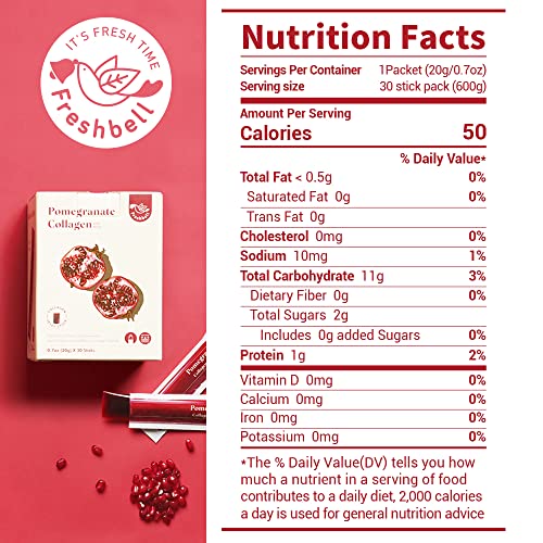 FRESHBELL Pomegranate Collagen Jelly Stick (20g x 30 sticks) Marine Collagen Peptide FreshbellAU supplements