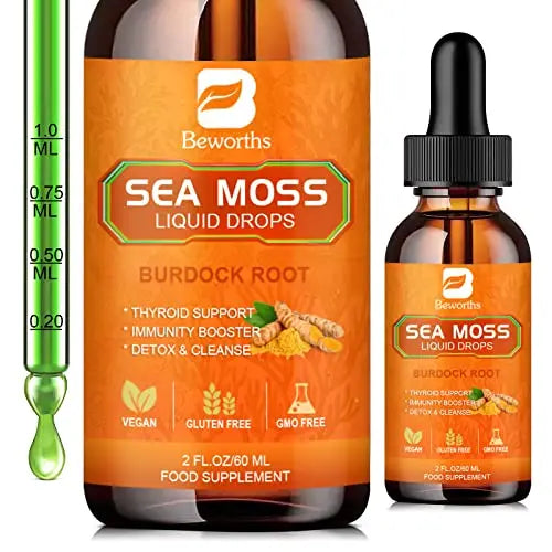 B BEWORTHS Sea Moss Liquid Drops - Organic Irish Sea Moss Raw Gel with Burdock Root B BEWORTHSAU supplements