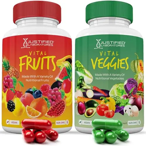 (Set of 2) Vital Fruits and Veggies Supplement Red & Green Superfoods Whole Food Justified LaboratoriesAU supplements
