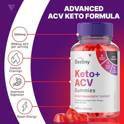 (2 Pack) Destiny Keto ACV Gummies, Destiny Keto Gummies Advanced Weight Loss Plus FyvusUS supplements