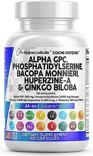 Alpha GPC Choline 300mg Phosphatidylserine 3000mg Bacopa Monnieri Clean NutraceuticalsAU supplements