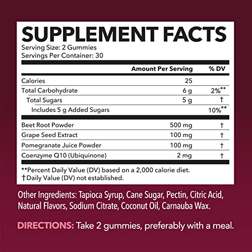 Beet Root + COQ10 Gummies Nitric Oxide Booster for Healthy Energy & Circulation Support HAVASU NUTRITION Au supplements
