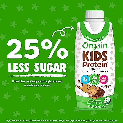 Orgain Organic Kids Nutritional Protein Shake, Chocolate - Kids Snacks with 8g Dairy Orgain Au supplements