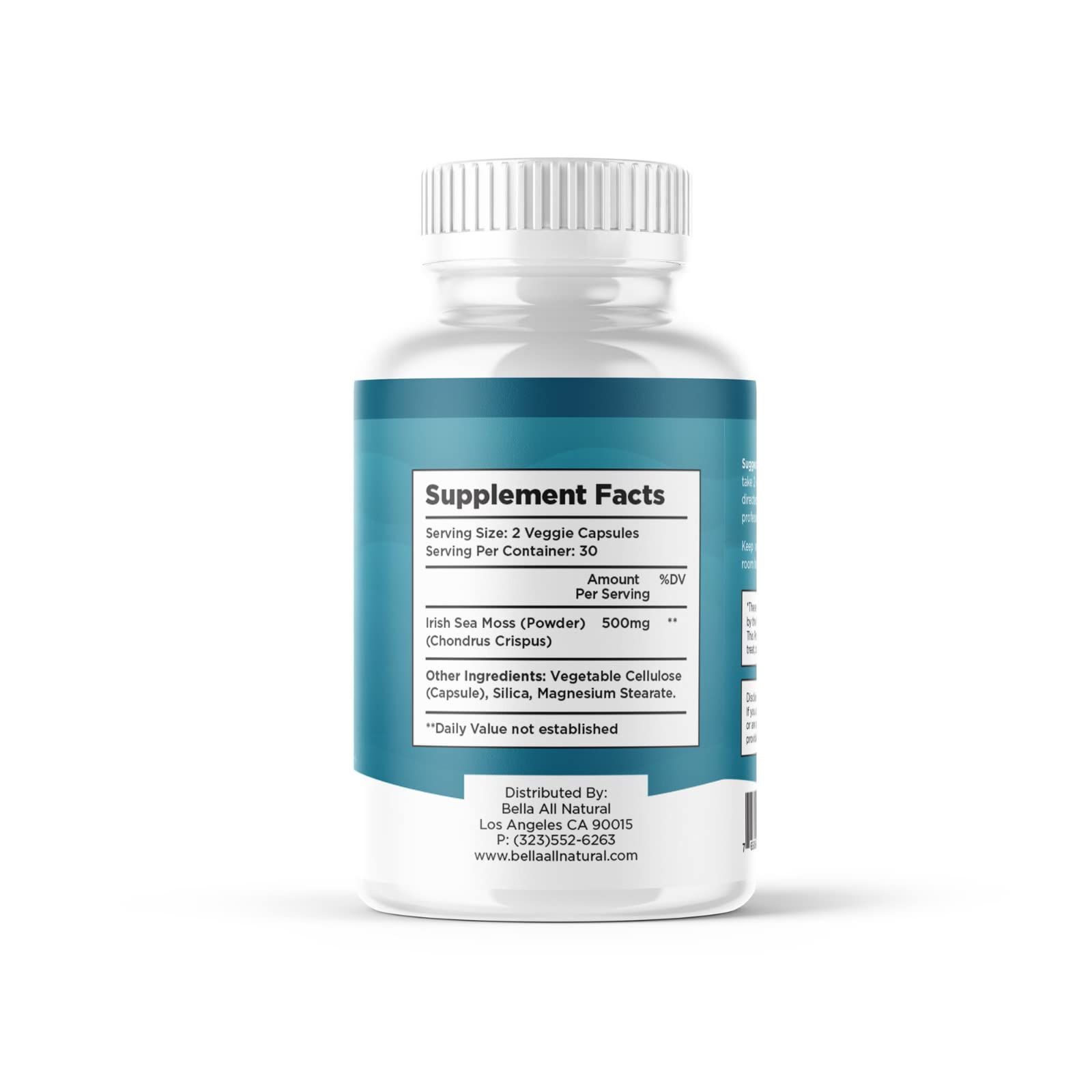 Bella All Natural Sea Moss Vitamins | Pure Sea Moss | Irish Sea Moss, 60 Capsules Bella All Natural Au supplements